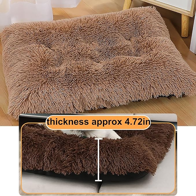 Dog Crate Mat, Dog Bed for Large Dogs, Comfy Fluffy Kennel Pad Anti-Slip for Dog beds & Furniture, Quilted Dog Bed for Pets for Medium/Small Dogs Cats (Color : Khaki, Size : 20x14.9)