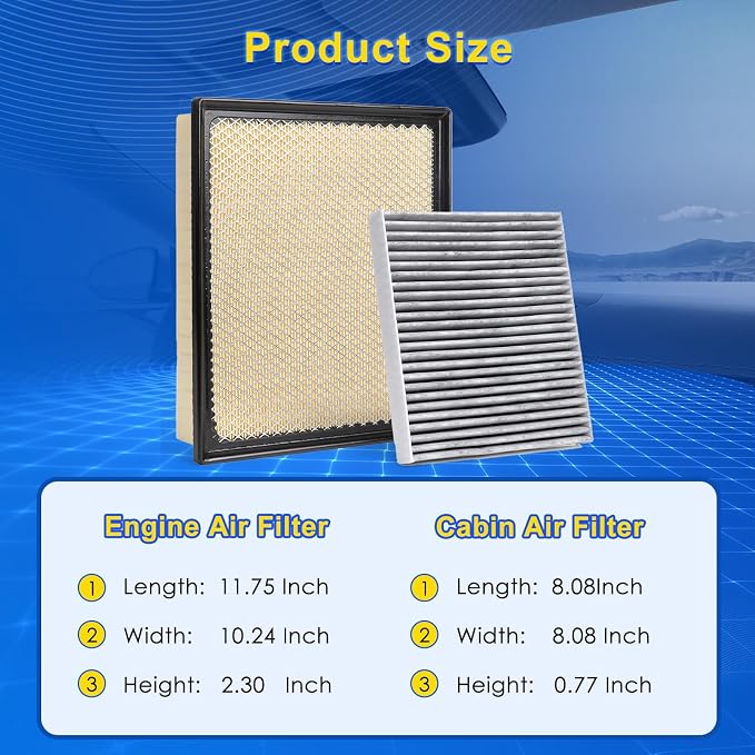 Cabin & Engine Air Filter Kit for 2016-2023 Tacoma 3.5L