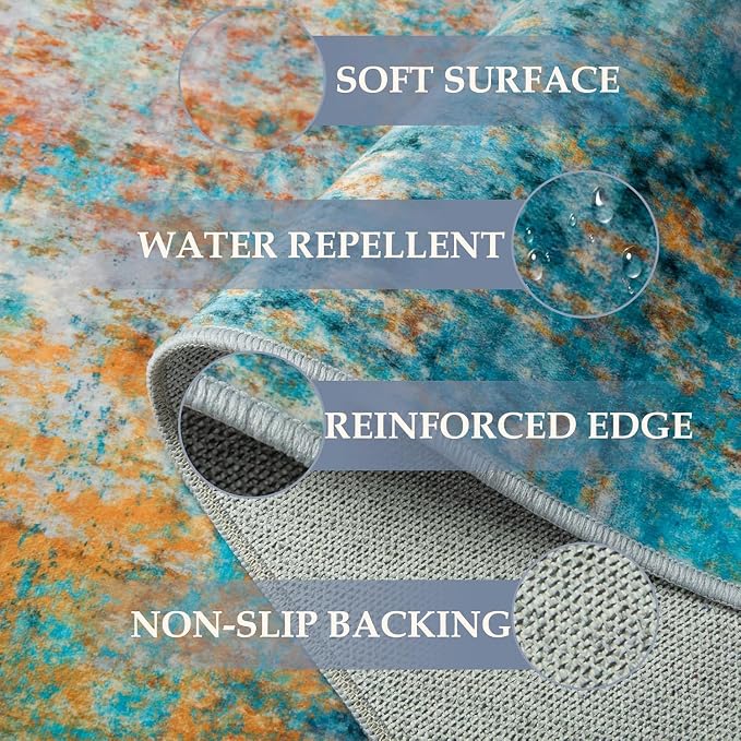 RELEANY Washable Area Rugs 8ft Non-Slip Modern Abstract Soft