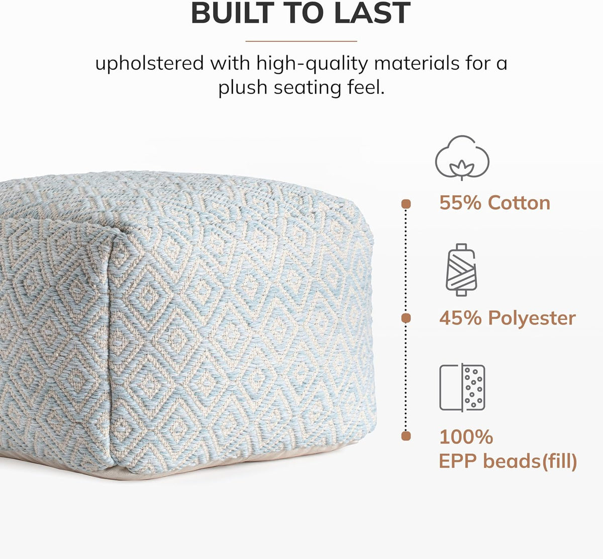 Anji Mountain 16" H x 22" W Handmade Pouf Ottoman for Living Room & Couch