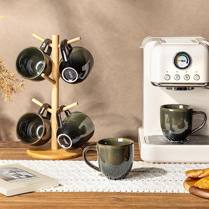 theterra Ceramic Coffee Mugs Set of 6, 12 oz Coffee Cups
