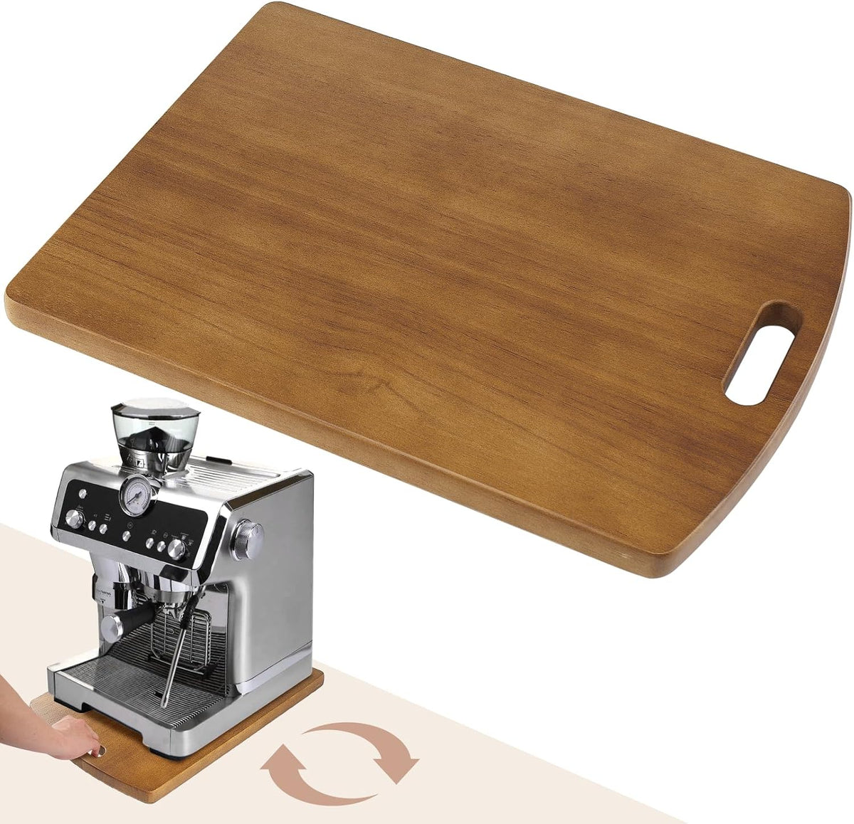 Sliding Tray for Coffee Maker - Solid Wooden Appliance Slider with 360° Smooth Rolling Wheels for Heavy Kitchen Appliances, Easy Under - Cabinet Access (Approach 16" D x 12" W)