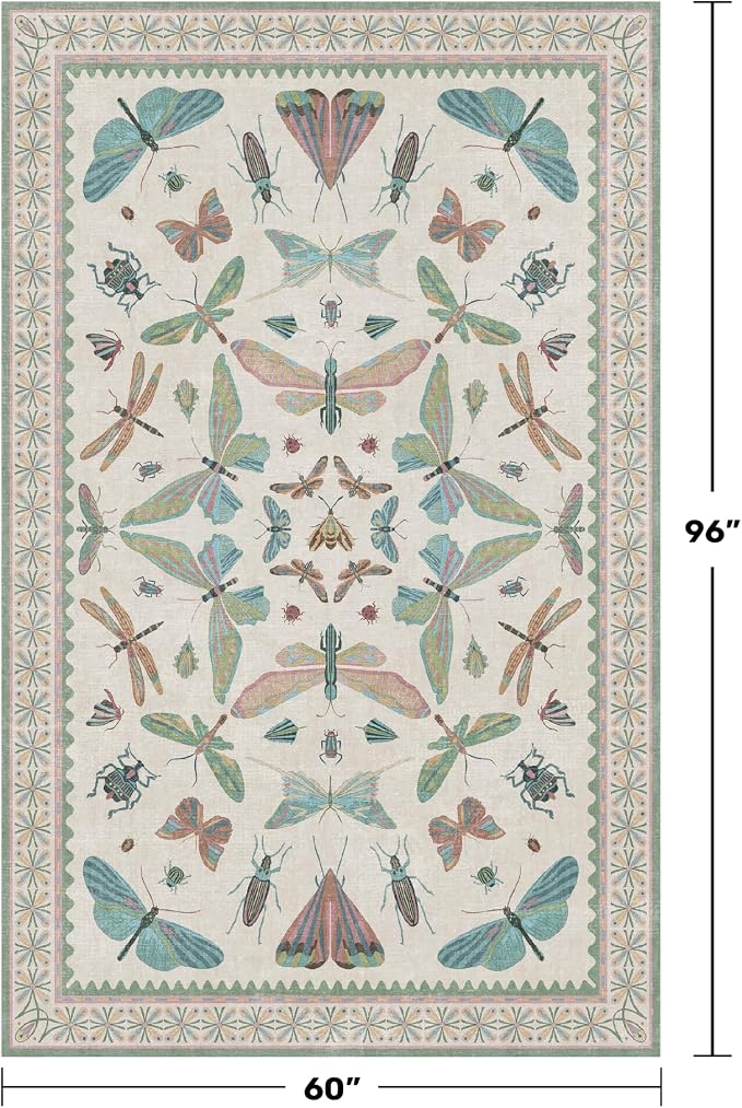Hazo Haus Green and Blue Nursery Rug 5x8