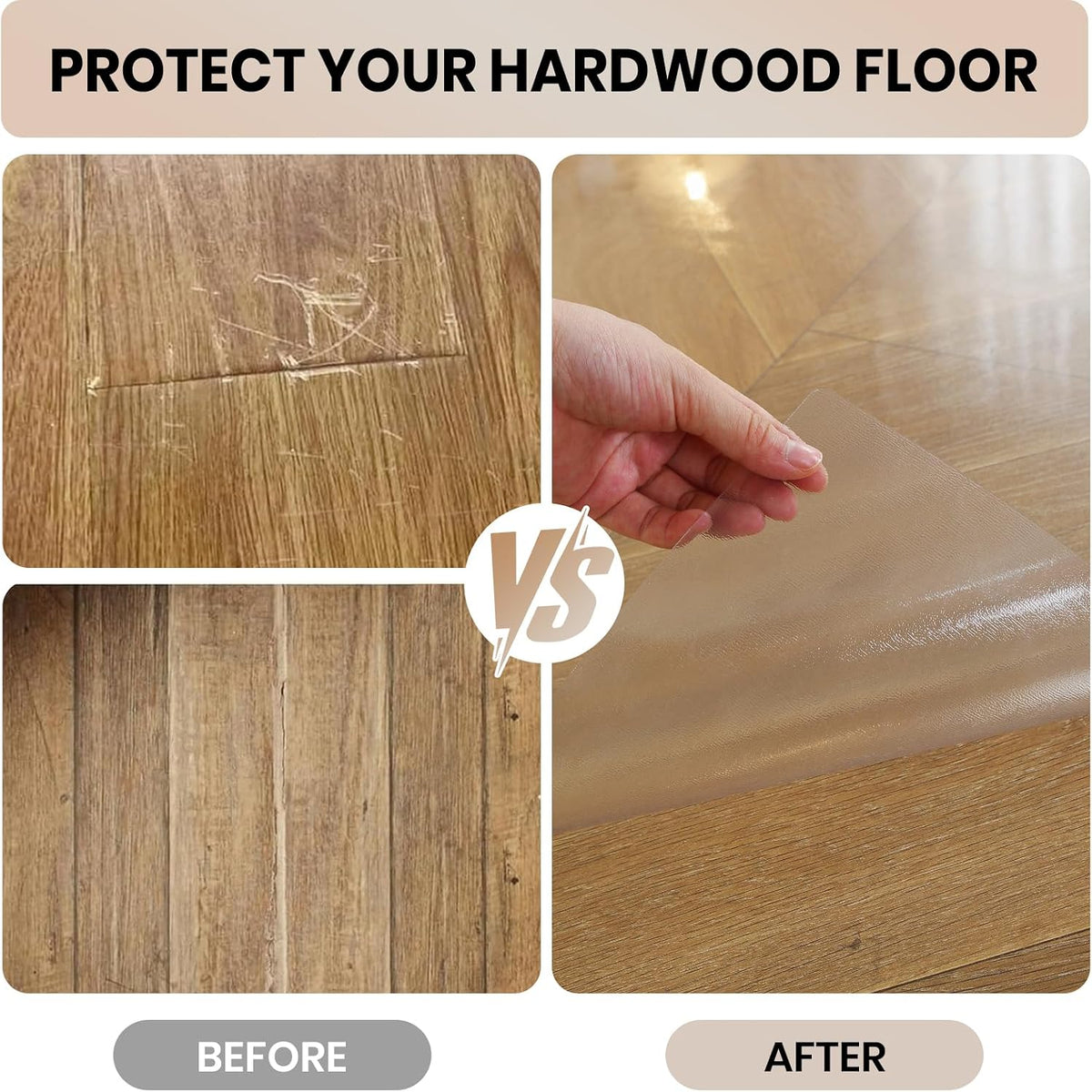 Clear Office Chair Mat for Hardwood Floor, 48 x 60 in Desk Floor Protector