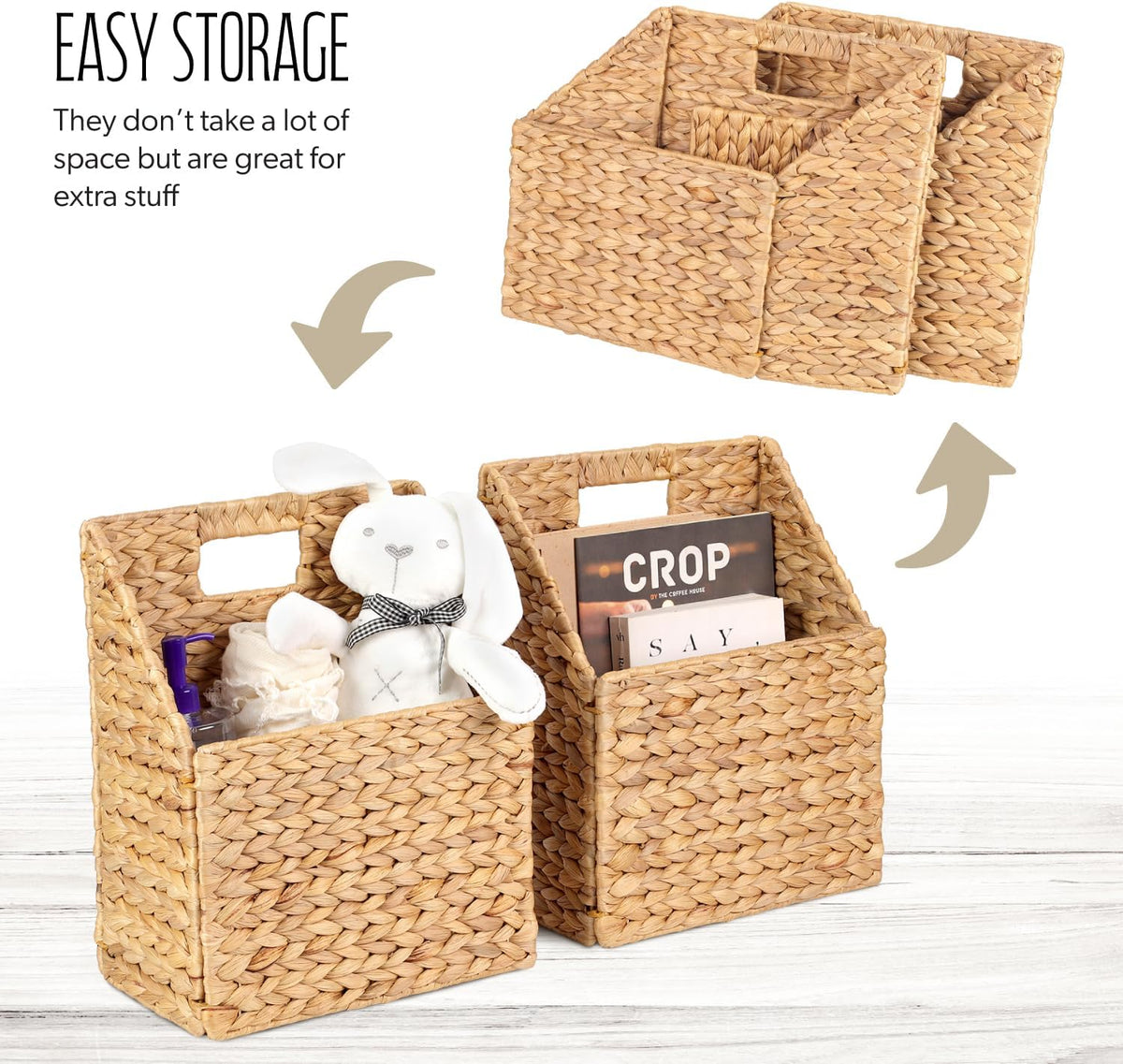 Wicker Hanging Storage Basket (10,5"Lx6,5"Wx13"H), Set of 2 Wall Baskets, Water Hyacinth Baskets, Wall Decor Hyacinth Basket Hanging for Organizing Files, Mails, Books, Magazine,...
