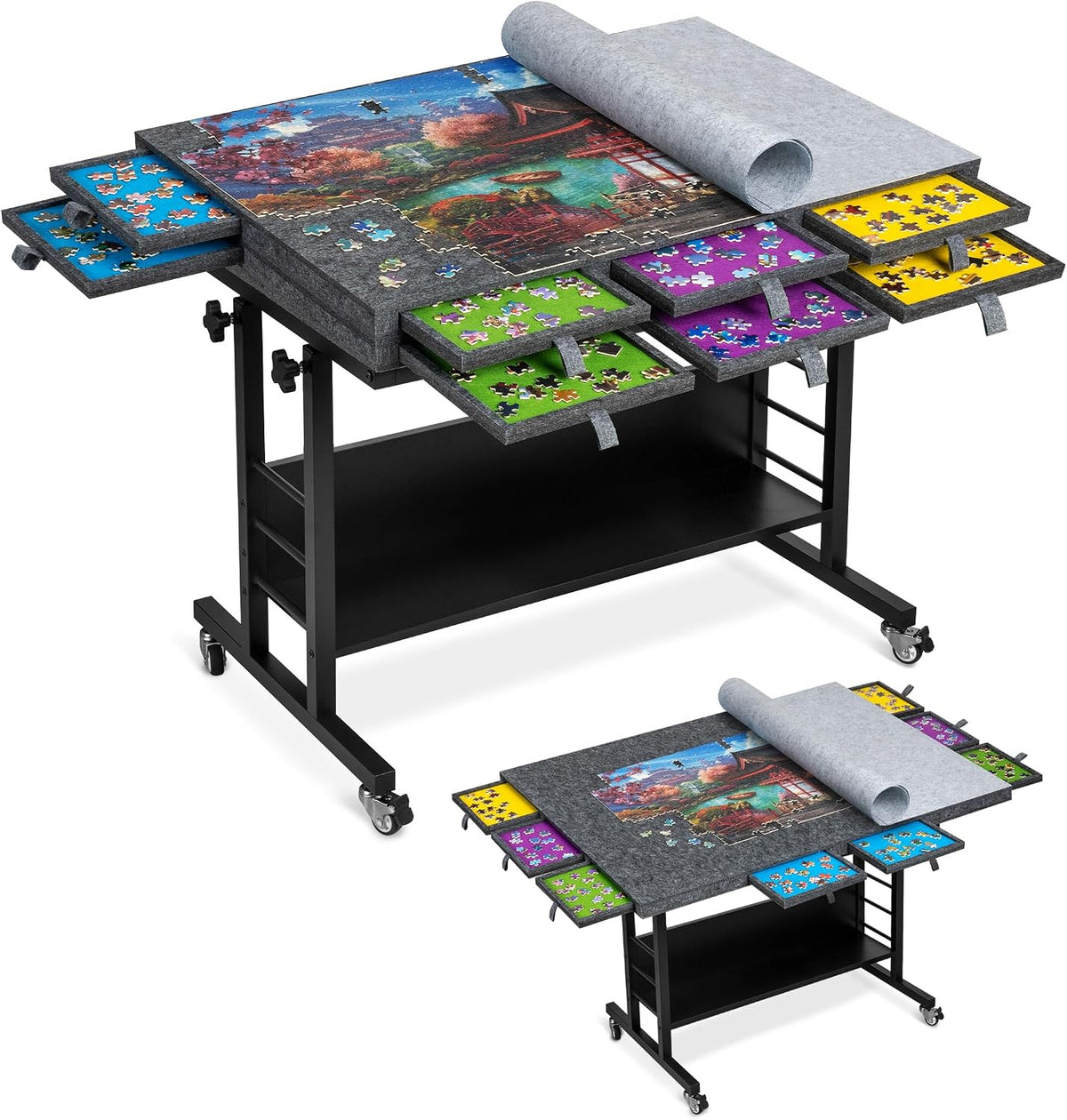 Tektalk 2000 Piece Foldable Felt Jigsaw Puzzle Board - Dark Gray