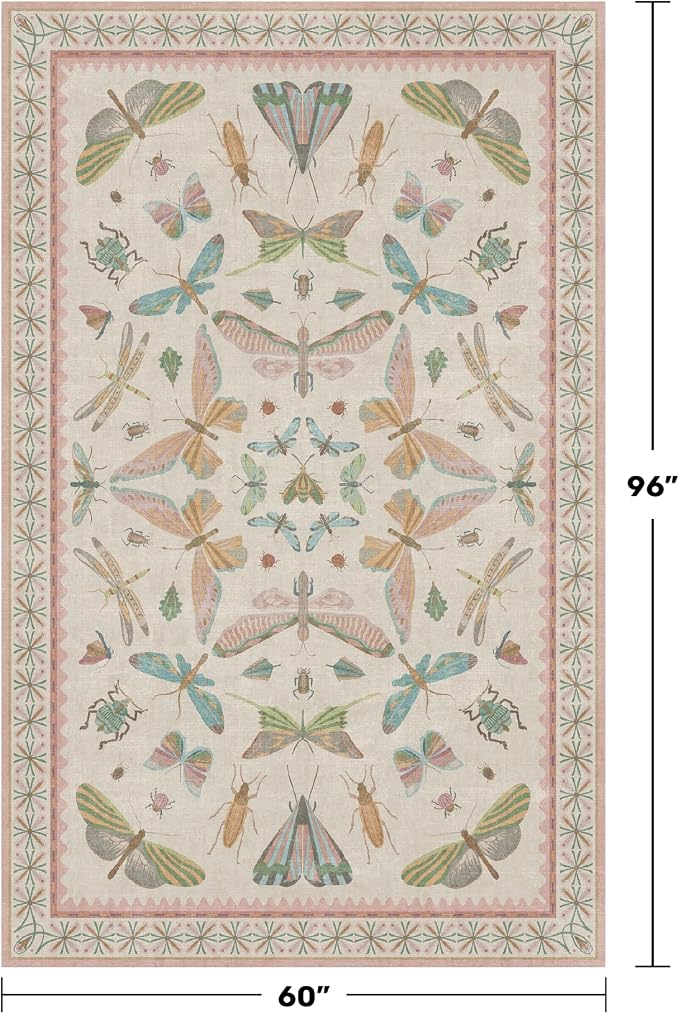 Hazo Haus Washable 5x8 Light Pink Rug