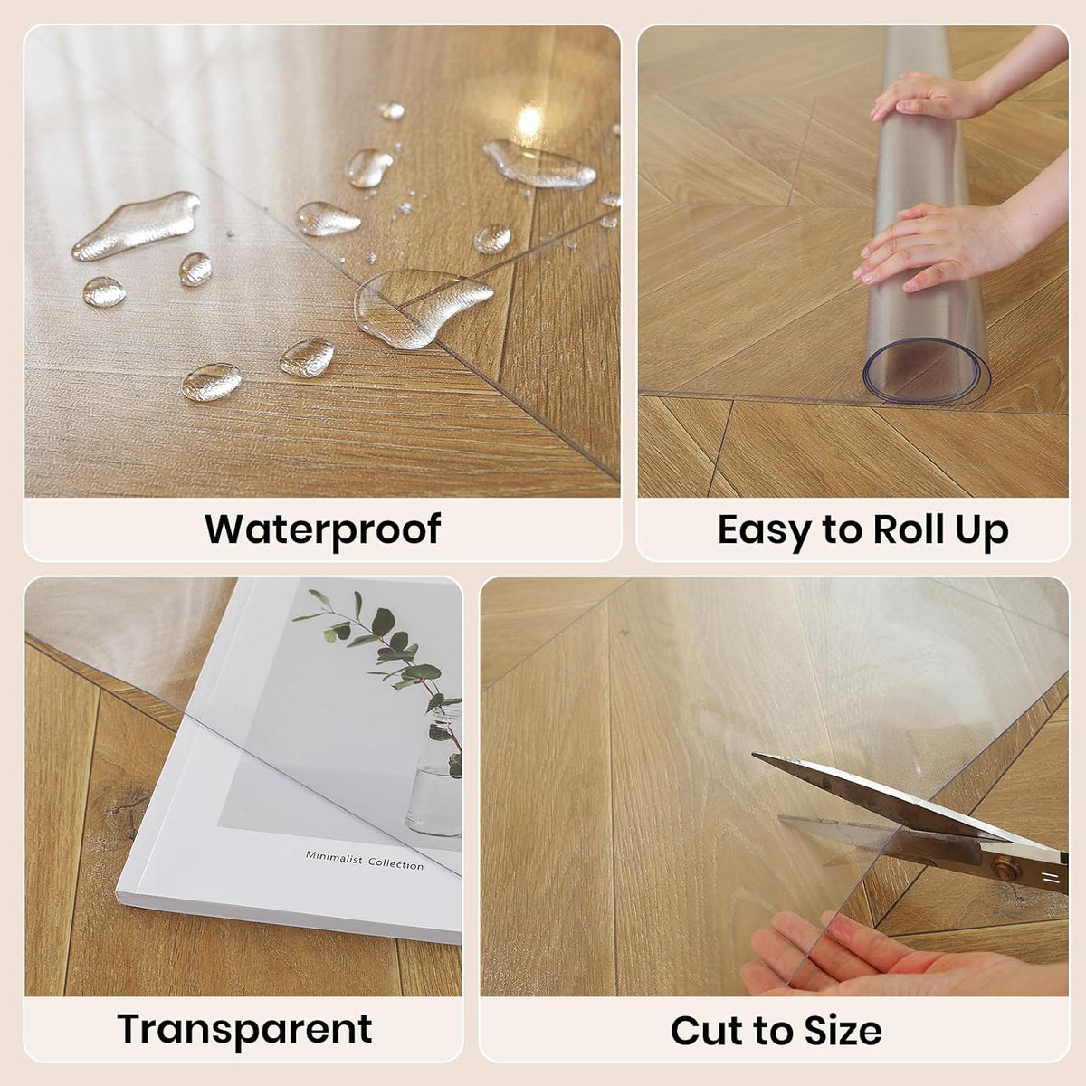 Clear Office Chair Mat for Hardwood Floor, 36 x 48 in Desk Floor Protector