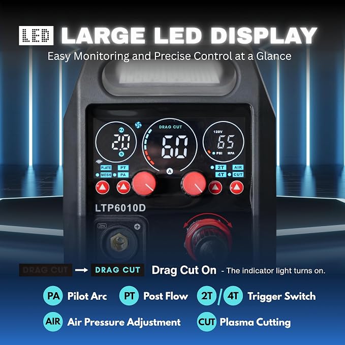 LTP6010D 60A Plasma Cutter, Drag-Cut Ready & Up to 20% Faster, 5/8" Clean