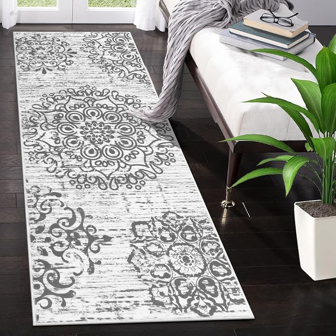 HEBE Hallway Runner Rug 2'x5' Washable Vintage Distressed Area Rugs Non Slip