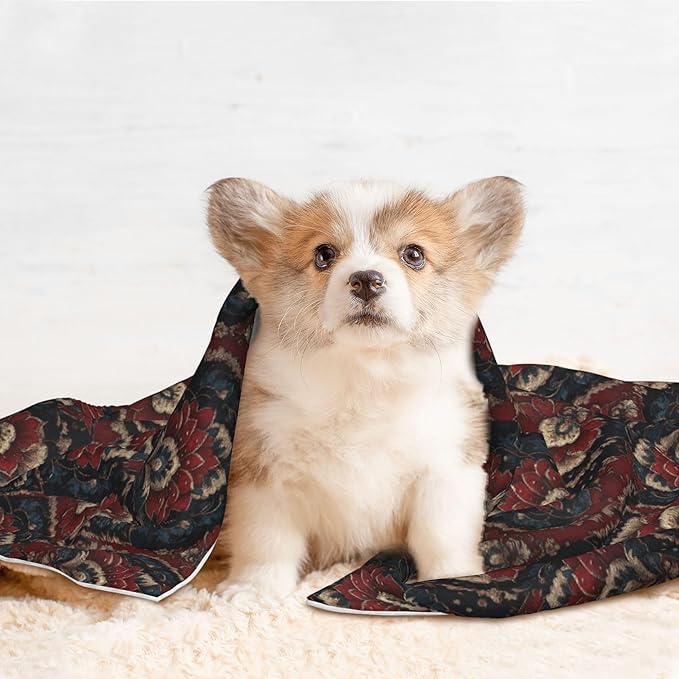 Waterproof Dog Blanket Soft Pet Blanket for Puppy Cat, Fleece Cat Throw Blankets for Furniture Bed Couch Sofa Reversible - Indian Paisley 6