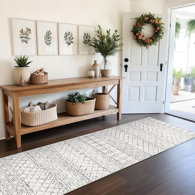 Hallway Runner Rug Washable 2'6"x8': Moroccan Non Slip Runner Rugs Soft Indoor