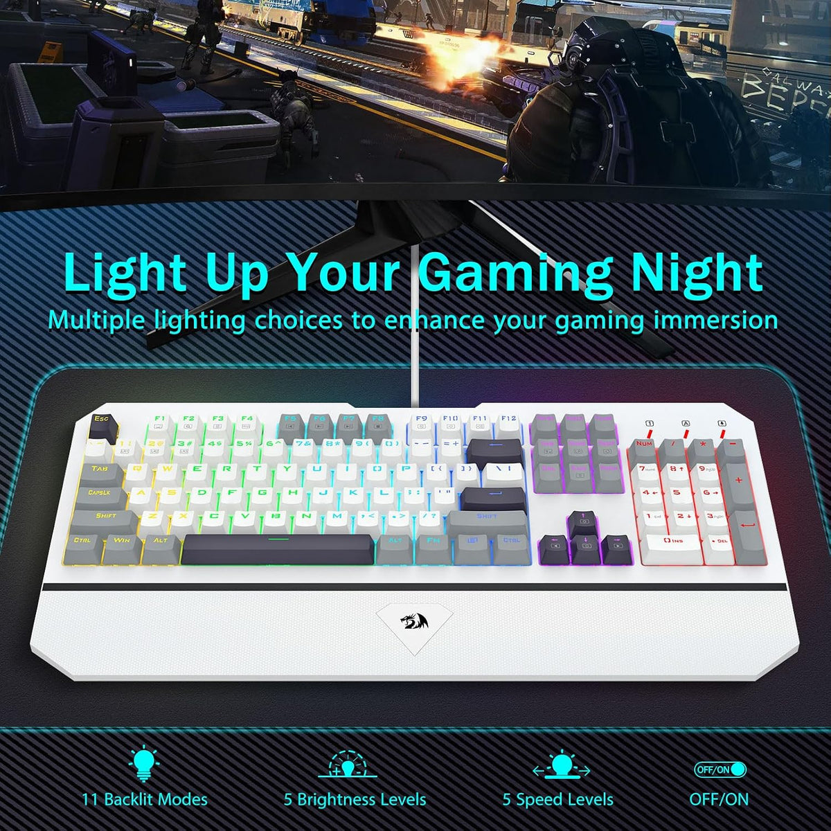 Redragon Wired Mechanical Gaming Keyboard, Linear Switches, Full Size