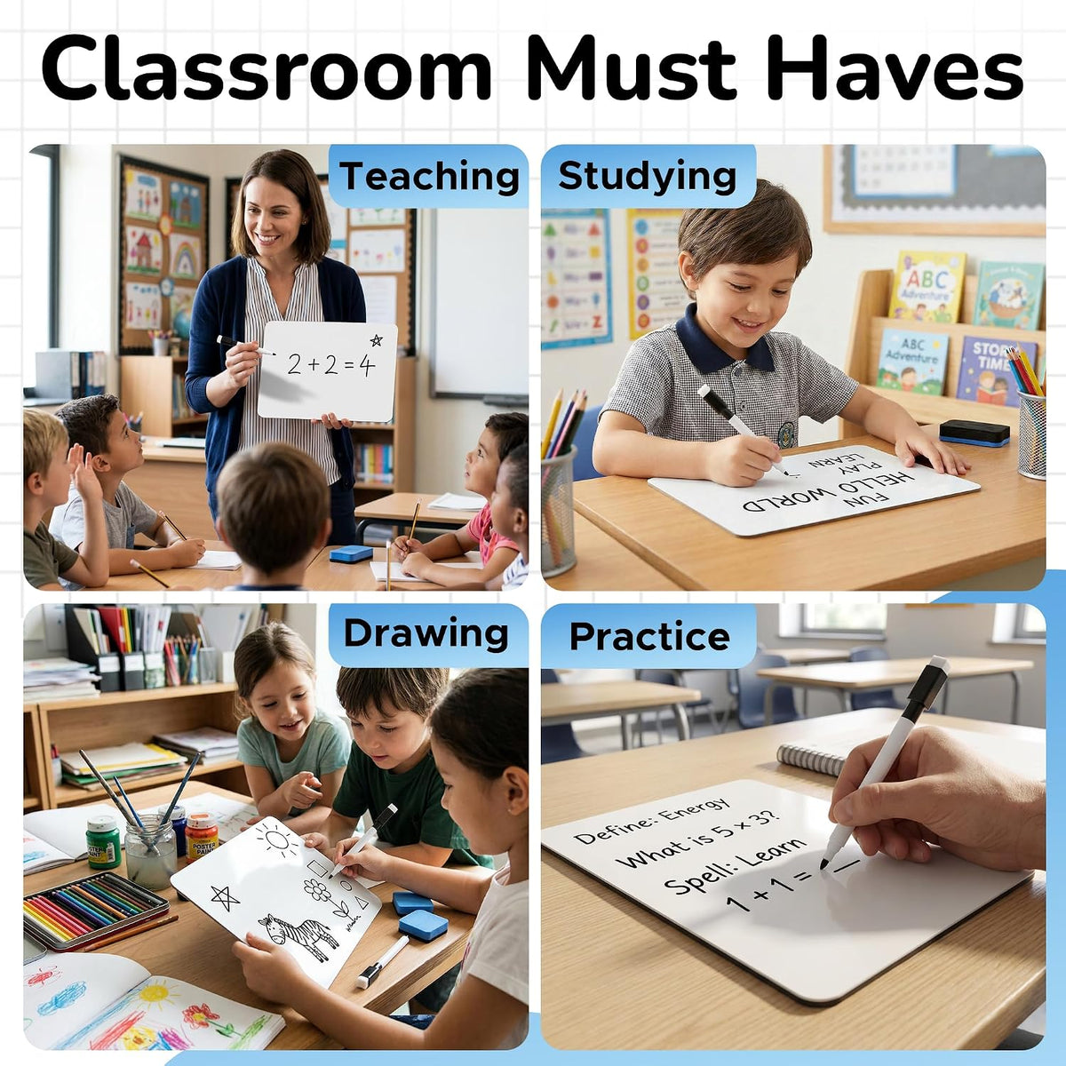 26 Pack Dry Erase Lapboards 12" x 9" - Bulk Mini White Boards for Students
