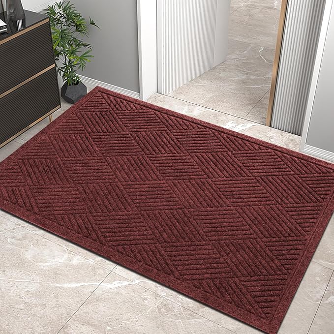 HIYARD Sturdy Front Door Mat, Absorbent Muddy Dirt Resist Welcome Door Mats