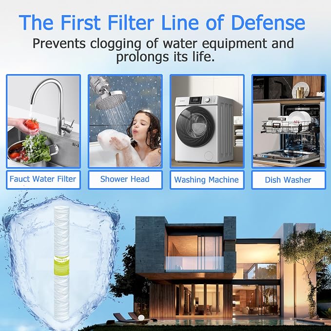 5 Micron Whole House Water Filter Cartridge, String Wound Sediment Filters