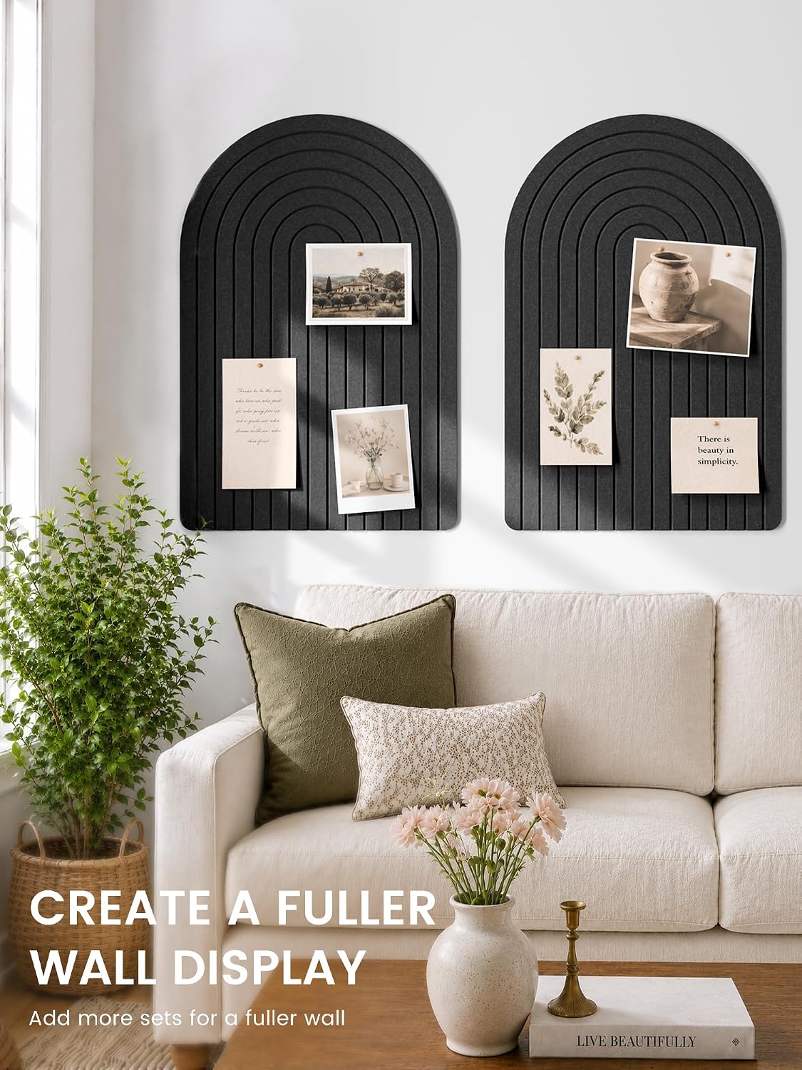 Large Arched Felt Bulletin Board 35.4''×23.6'', Black