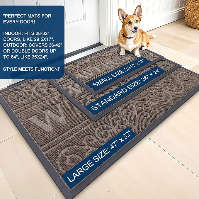 OLANLY Welcome Door Mat Indoor Outdoor Entrance, Heavy Duty Sturdy Front Door
