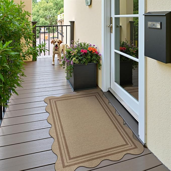 Easy Jute Front Door Mat, 2.6x4 Washable Entryway Rug Non Slip Small Kitchen Rug