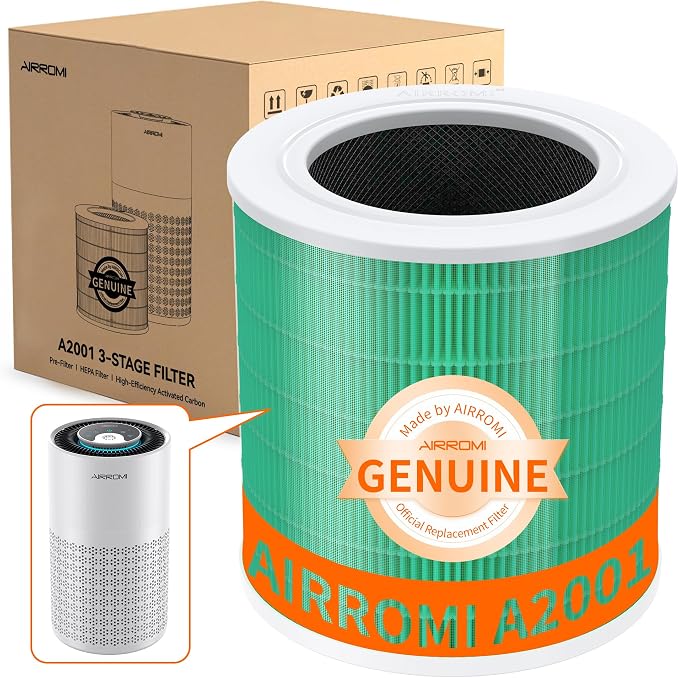 AIRROMI A2001 HEPA Air Purifier Replacement, 3-In-1 Original Filter, Removes