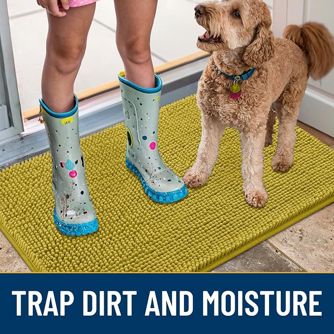 Smiry Dog Door Mat for Muddy Paws 36x24, Absorbent Dirt Trapper, Non-Slip