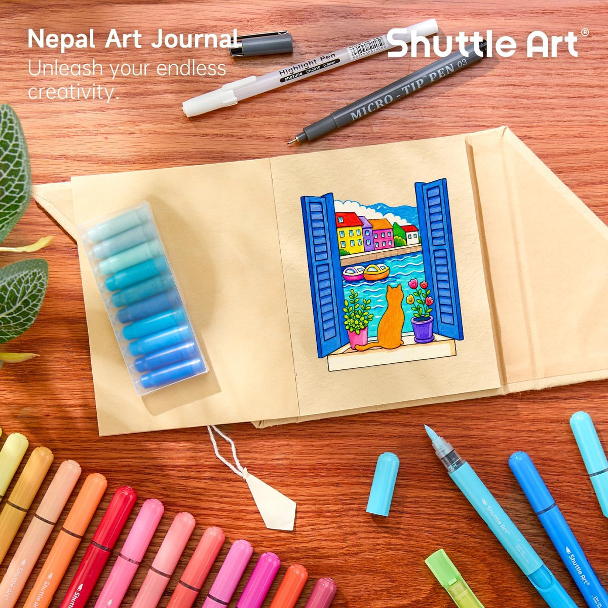 Shuttle Art 96 Colors Dual Tone Refillable Acrylic Markers with 100 Refills