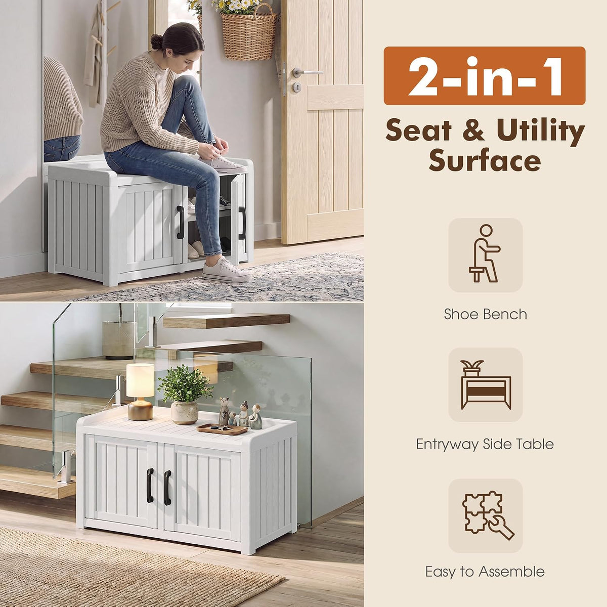KAMABOKO Outdoor Shoe Storage Cabinet, White