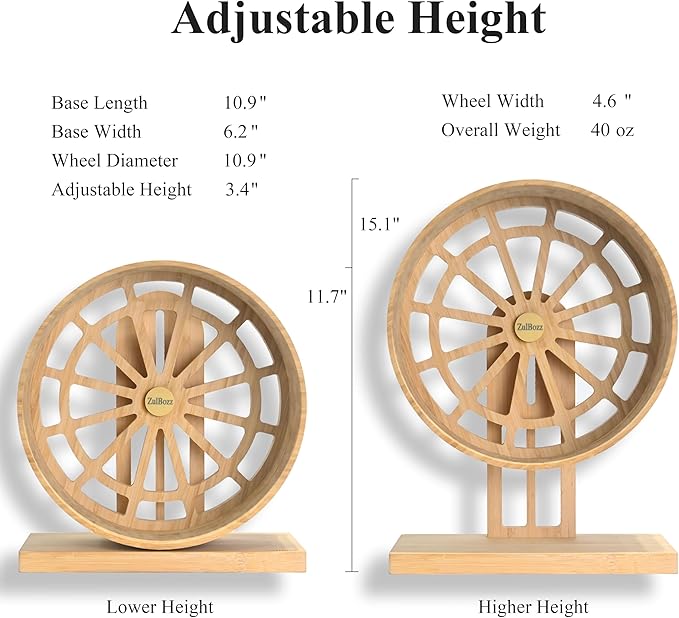 Hamster Wheel – Silent Hamster Toys, 9 Inch Chinchilla Wheel for Syrian, Dwarf Hamsters, Gerbil Wheel – Bamboo Cage Accessories, Exercise Wheel, Small Animal Toy