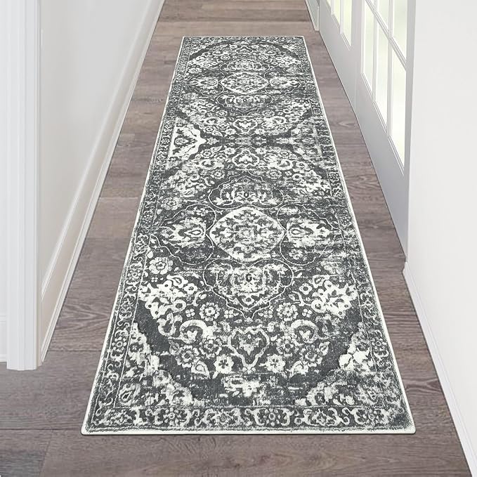 HEBE Hallway Runner Rug 2'x6' Washable Vintage Distressed Area Rugs Non Slip