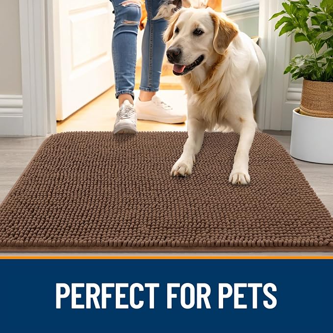 OLANLY Dog Door Mat for Muddy Paws 30x20, Absorbs Moisture and Dirt, Absorbent
