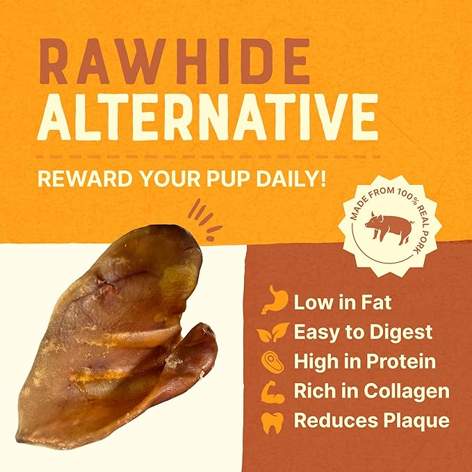 Gaines Pet Pig Ears for Dogs - 40 Pack, Thick Cut, All-Natural Whole Ears - No Additives Or Hormones, Safe Rawhide Alternative, Dental Health, Easy to Digest, Great for Small to Large Dogs