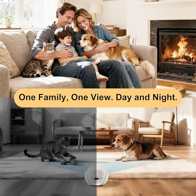 XZI Movable Indoor Robot Camera, Family Bot Security for Cat/Dog/Pet/Elderly, Robot Camera on Wheels with Auto-Recharge, 2-Way Talk, Night Vision, Motion Detection, Phone App