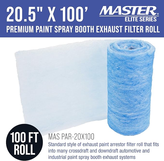 Master Elite Premium Paint Spray Booth Exhaust Filter Roll, 20.5" x 100'