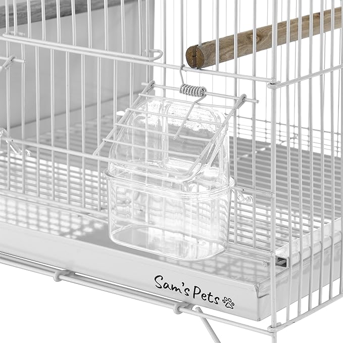 Sam's Pets Willow 24" Bird Cage, White - Premium Iron, Spacious, Easy-to-Clean, 4-6 Birds, Ideal for Cockatiels, Parrots, Budgies