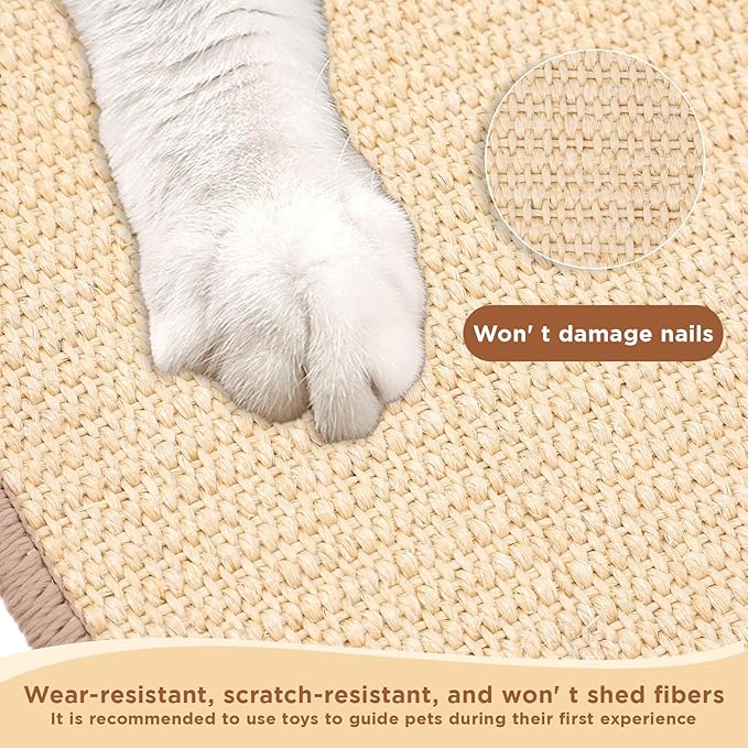 4PCS Rabbit Scratching Pads Natural Sisal Bunny Scratching Pads for Claw & Teeth Care with Anti-Slip Dot Embossing Process, 16x12 in