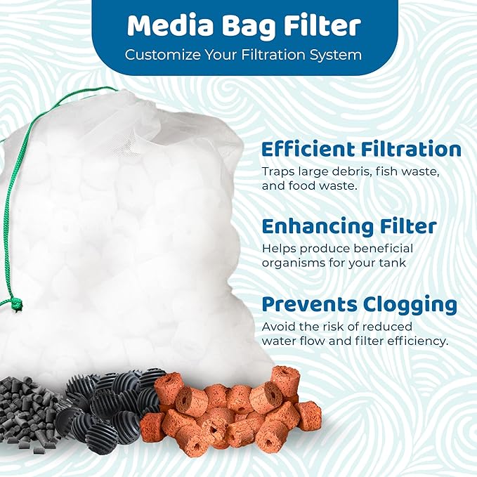 SunGrow Catappa Leaf Filter Bags, 10 Mesh Bags