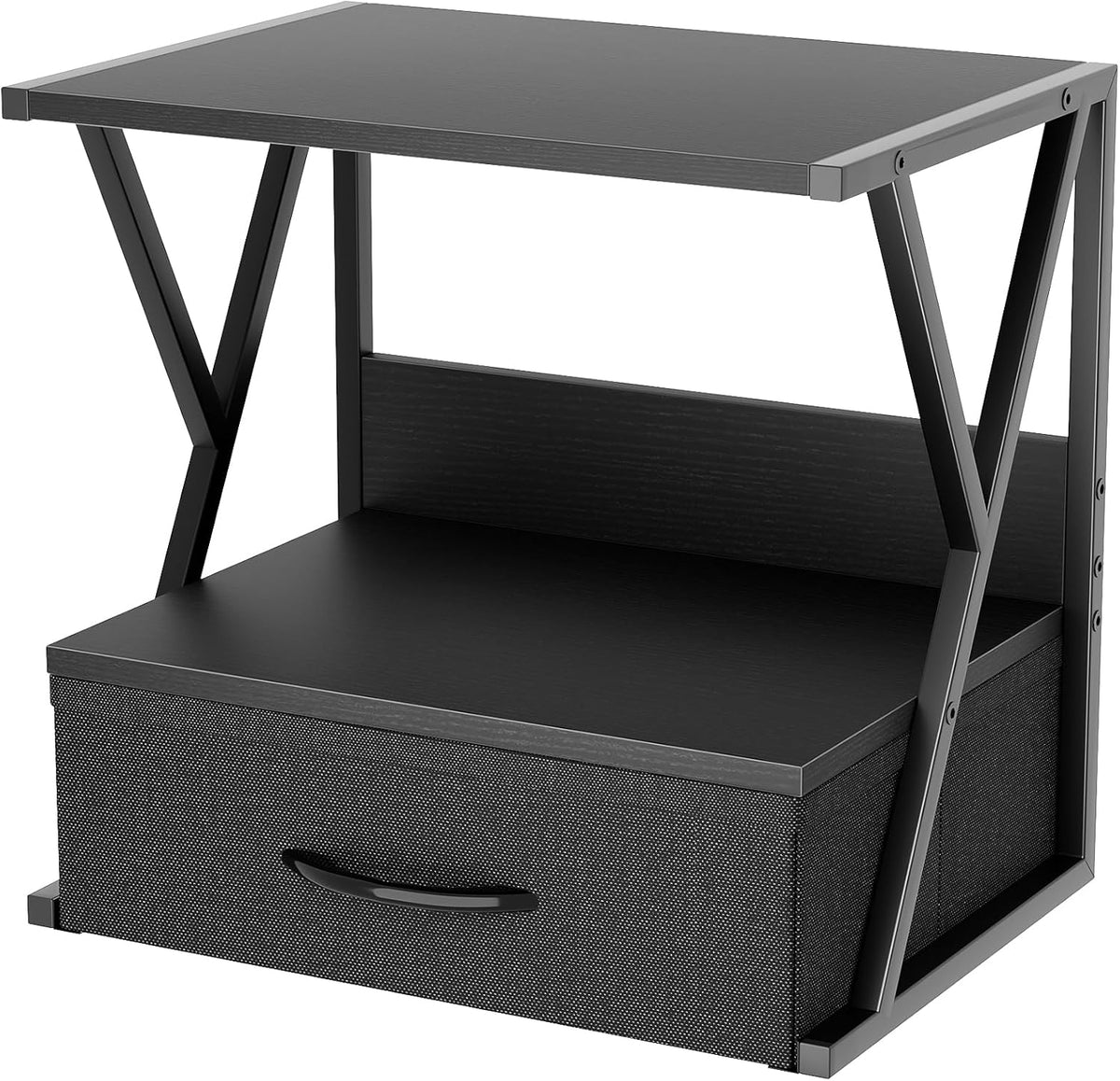 aboxoo Printer Stand for Desk with Storage Drawer, 2 Tier Desktop Or Under Desk Shelf, Multi-Purpose Desks Organizer for Home Office, fit Fax Machine/3D Printer/Scanner, Black