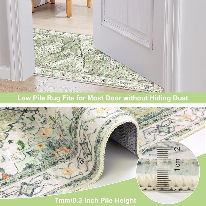 Yamaziot Washable Runner Rug, 2x8 Non-Slip Boho Vintage Hallway Rug Runner