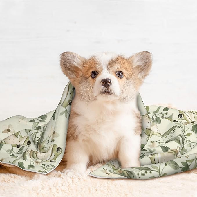 Waterproof Dog Blanket Soft Pet Blanket for Puppy Cat, Fleece Cat Throw Blankets for Furniture Bed Couch Sofa Reversible - Cute Frog 3