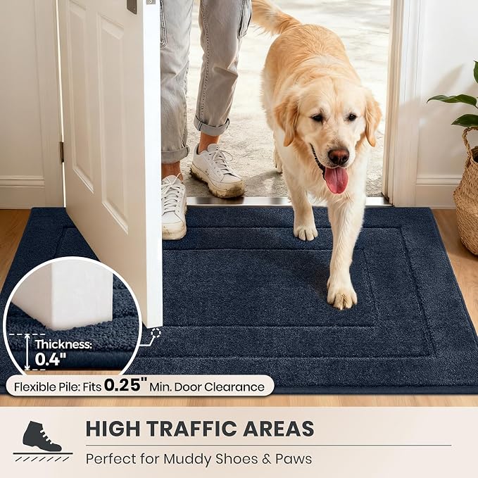 PURRUGS Dirt Trapping Door Mat 24" x 35.5", Non-Slip/Skid Machine Washable