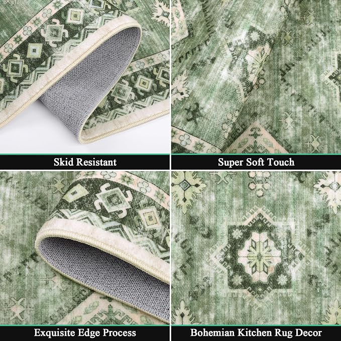 HEBE Boho Kitchen Rug Sets 3 Piece