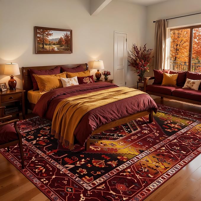 SERISSA Washable Rugs 8x10 Area Rugs, Large Non-Slip Boho Living Room Rug