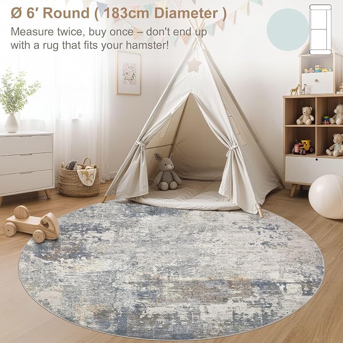 UERMEI 6ft Round Area Rug Living Room Rugs