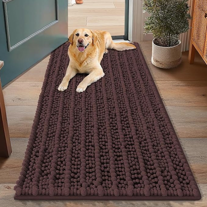 Smiry Dog Door Mat for Muddy Paws 48x30, Absorbent Dirt Trapper, Non-Slip