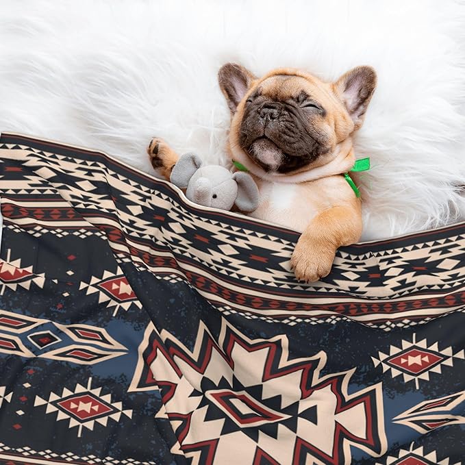 Western Blanket for Dog Cat - Tribal Throw Blanket 40x30 Ethnic Pet Blanket for Couch Sofa Bed