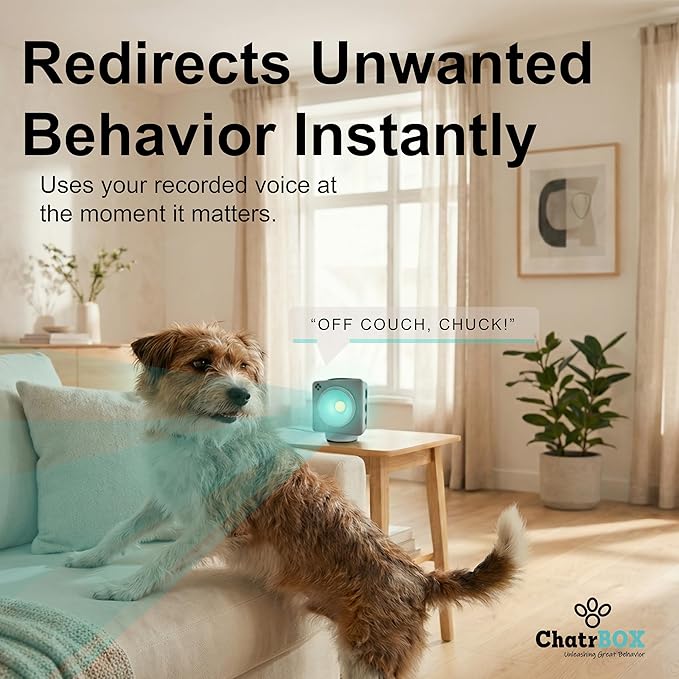 Humane Smart Pet Training Device – Motion-Activated Voice Guidance for Immediate Behavior Control, Works Automatically When You’re Not Home (No Shock, No Collar, No Spray)