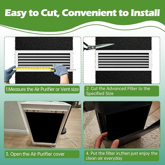 Cut to Fit Carbon Air Purifier Filter Roll, Carbon Pad Replacement