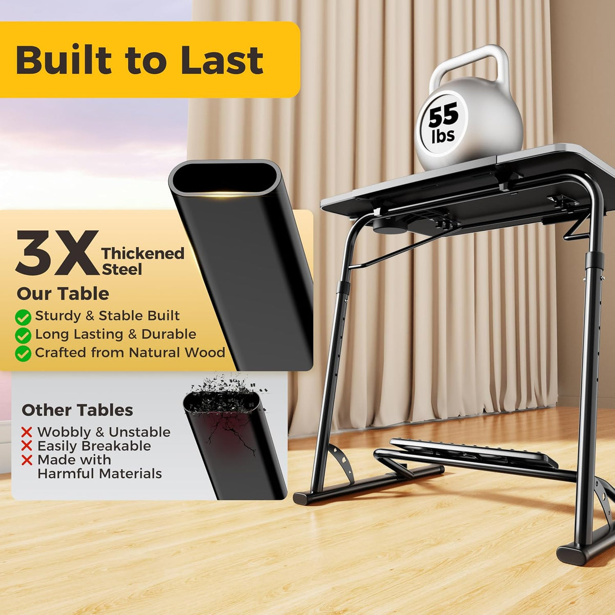 FoldWise Upgraded Folding TV Tray Table, Sturdy Couch & Dinner Laptop Table