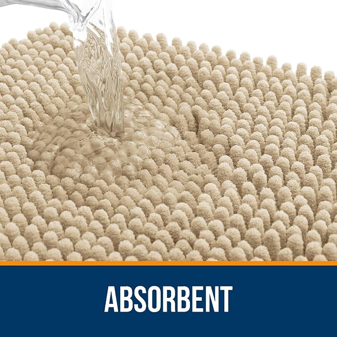 OLANLY Toilet Rugs U-Shaped 24x24, Extra Soft Absorbent Chenille Contour