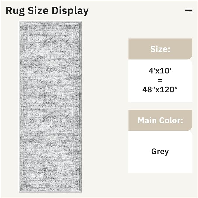 Soalmost 4x10 Wide Hallway Runner Rug: Washable Soft Rug Runners